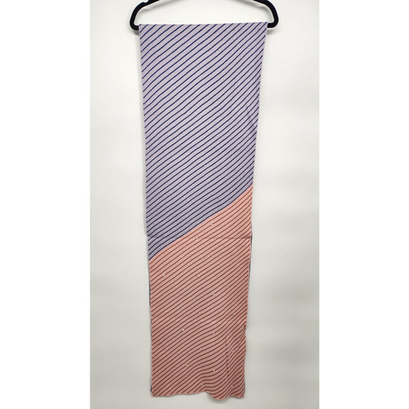 NWT Lele Sadoughi Oversized Two-Tone Pearl Stripe Scarf 97.5"L x 15"W - Picture 2 of 13